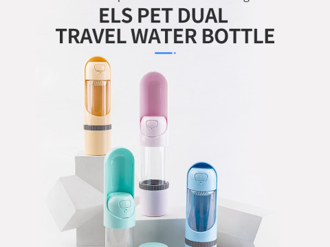 Travel Pet Water Bottle with Food Cap